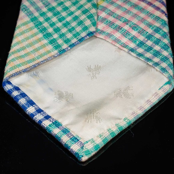 Brooks Brothers Cotton/Silk Blend Tie White Multicolor Mens Designer Necktie - Picture 4 of 5